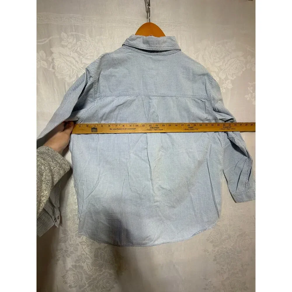 VTG Button Up 18W Blue Purple Gingham Birdhouse Birds Embroidered Cabin Creek
